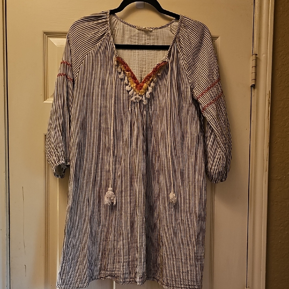 Mystree Navy and White Striped Top